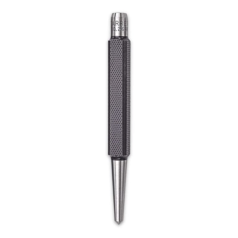 Starrett Steel Center Punch with Square Shank and Knurled Finger Grip - Hardened and Tempered, 4-1/2" Length, 3/16" Diameter Tapered, 7/16" Square Thickness - 264F - Image 1